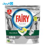 قرص ماشین ظرفشویی فیری Fairy مدل Platinum با رایحه لیمو بسته 60 عددی