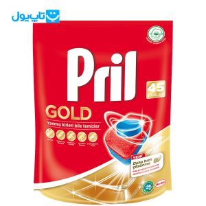 قرص ماشین ظرفشویی پریل Pril مدل GOLD بسته 45 عددی