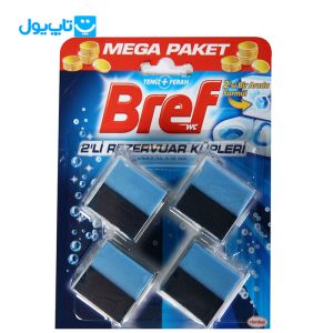 قرص فلاش تانک برف Bref خوشبو کننده و ضد عفونی‌ کننده مکعبی رایحه اقیانوس بسته 4 عددی