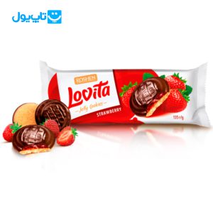 کوکی ژله ای لاویتا روشن ROSHEN با طعم توت فرنگی و روکش شکلات وزن 135 گرم