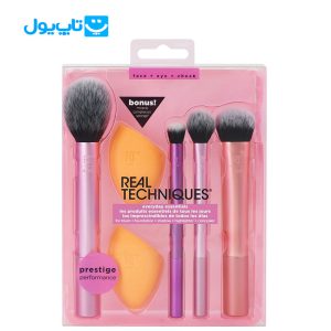 ست براش 5 تکه ریل تکنیک Real techniques با دو پد